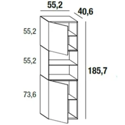 36E8 GLASS 1360 Highboard