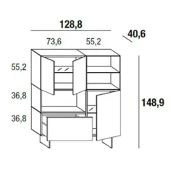36E8 GLASS 1349 Highboard