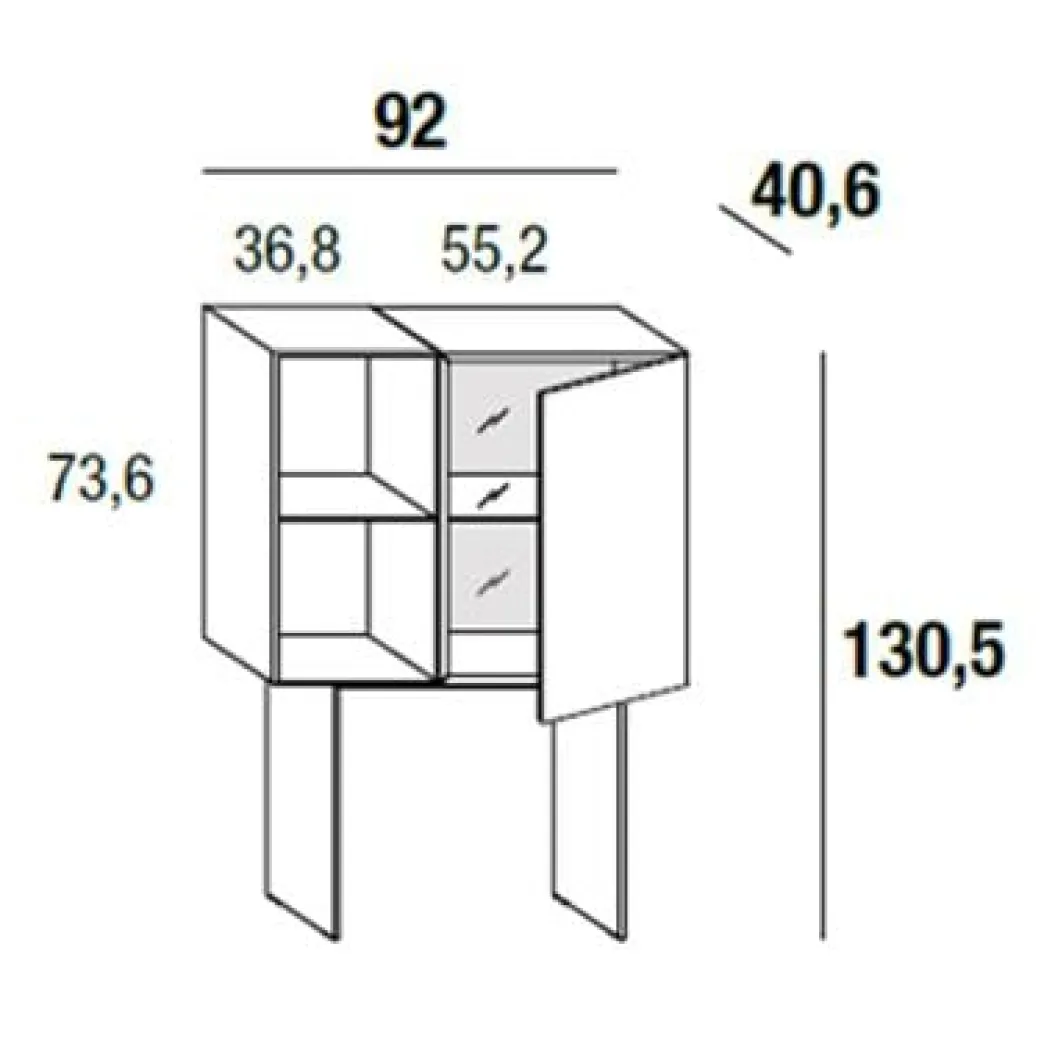 36E8 GLASS 1355 Highboard