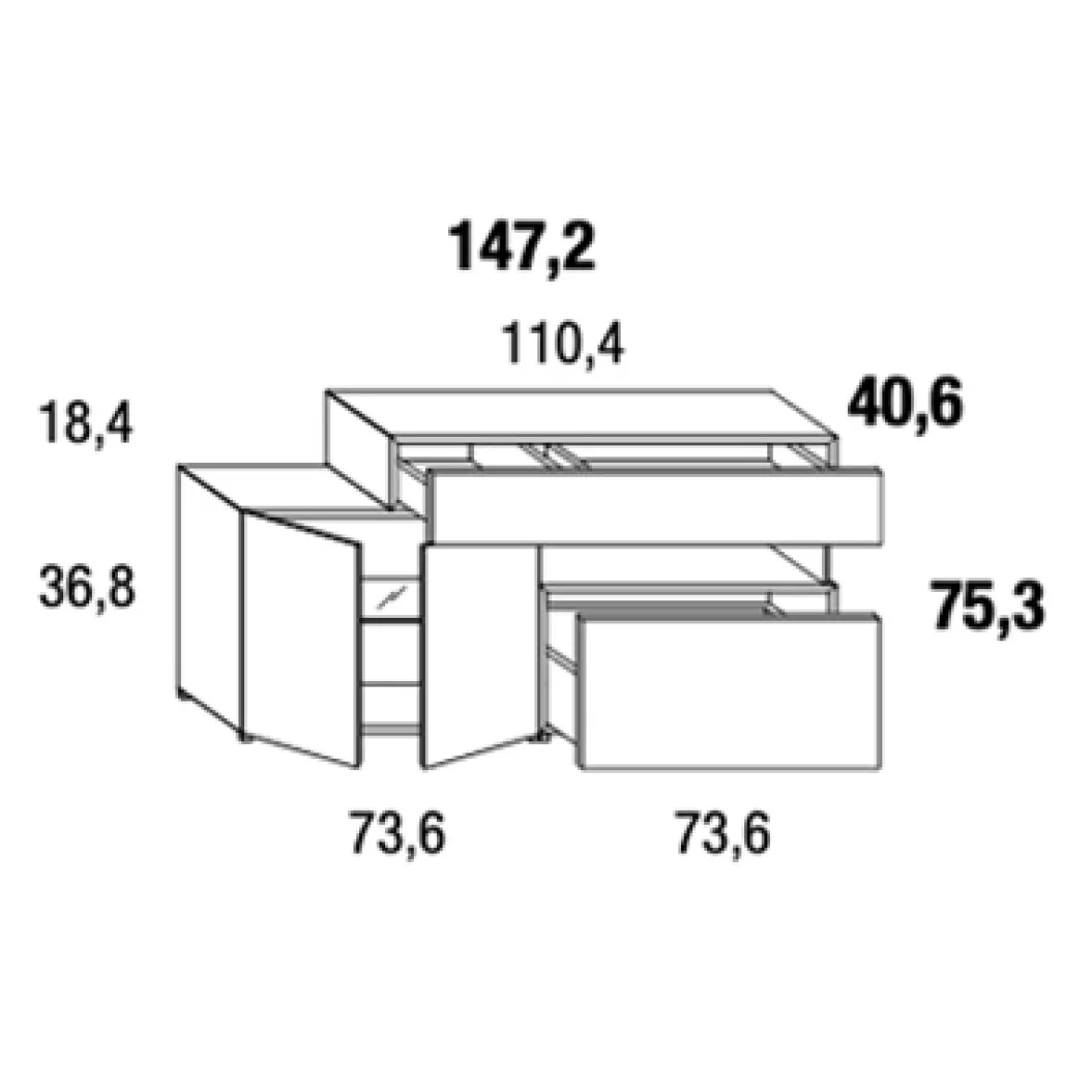 36E8 MULTICOLORE GLASS Sideboard