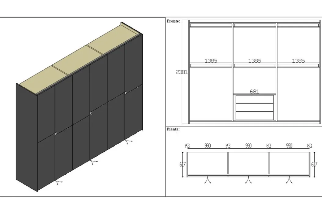 QUERINI Drehtürenschrank